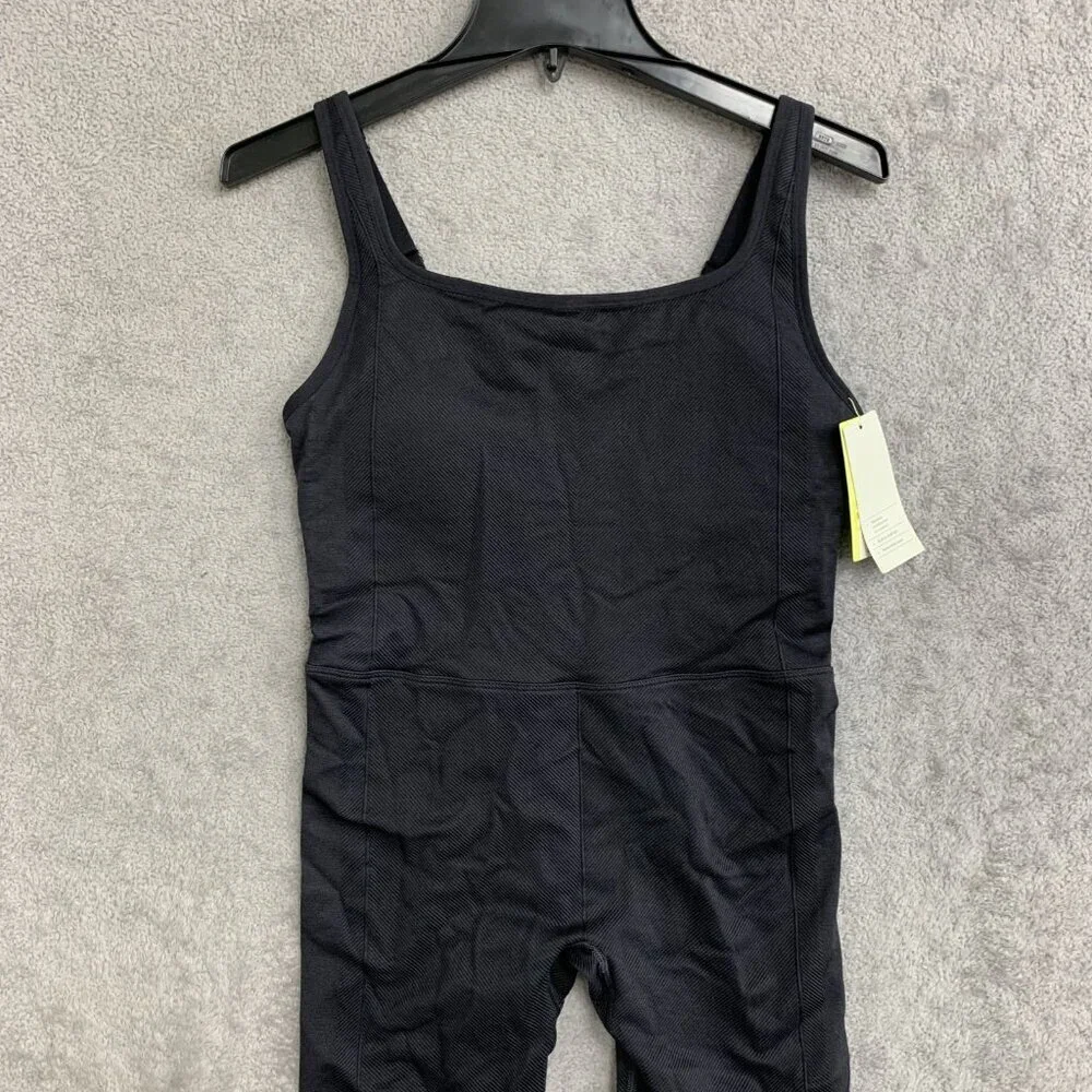 All In Motion Women's M Black Seamless Bodysuit With Built-In Shelf Bra a2435